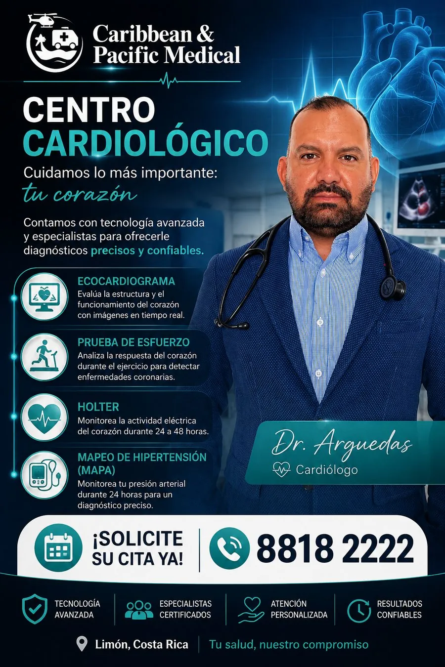 Dr. Martín Arguedas Alcázar, cardiología, Caribbean & Pacific Medical